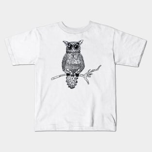 Monochrome Owl Kids T-Shirt